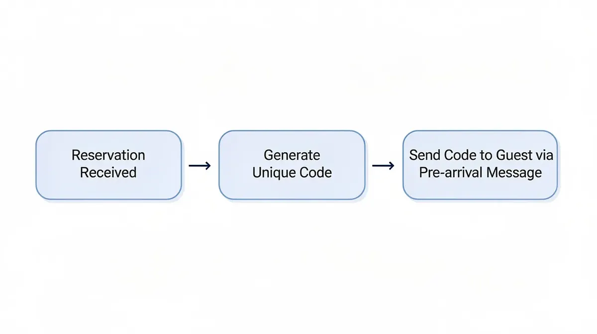The image is a flowchart that illustrates the process of guest communication in a vacation rental business, featuring three connected…