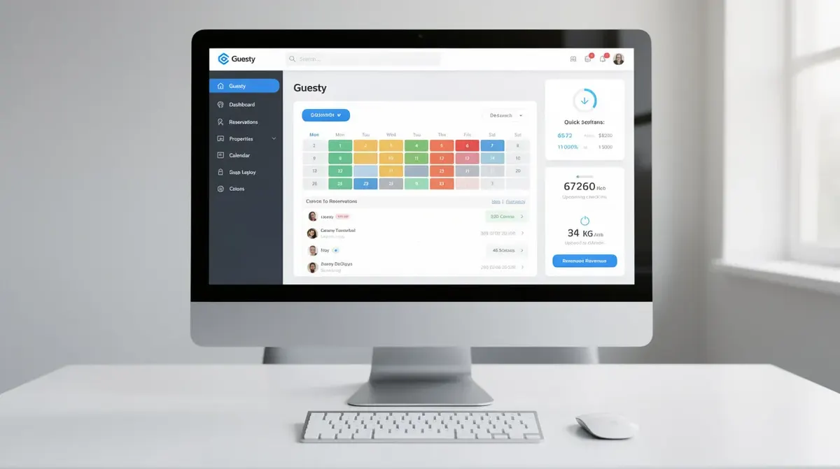 The Guesty dashboard displayed on a modern computer screen, showcasing its user-friendly interface designed for property managers.